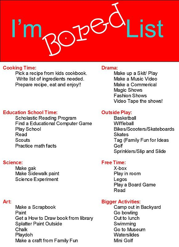 I'm Bored List